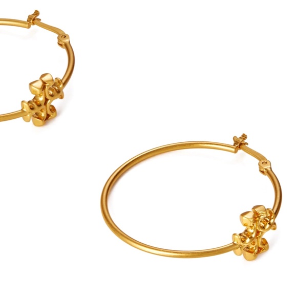 TORY BURCH • Gold Kira Hoop Earrings - Picture 3 of 4